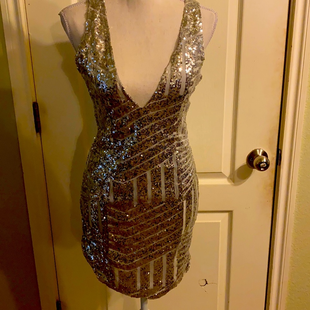 Silver sequin dress